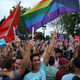 Same-sex-marriage supporters rejoice June 26, 2015, outside the Supreme Court in Washington, D.C., after the high court ruled that same-sex couples have the right to marry in all 50 states.
Alex Wong/Getty Images